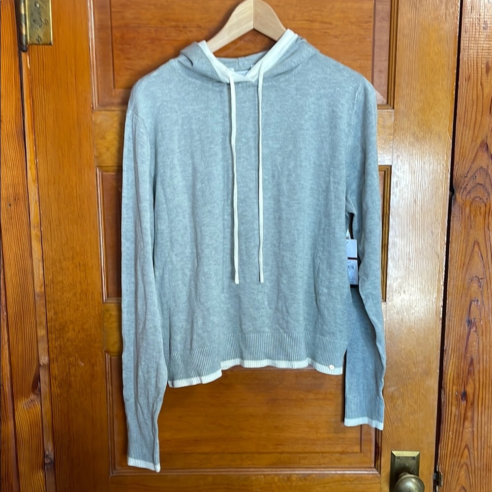 Sofia by Sofia Vergara Gray and Cream Hoodie Sweater